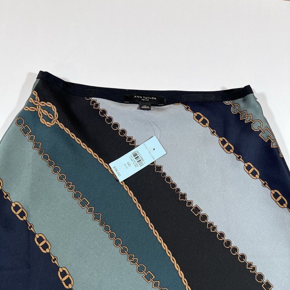 Ann Taylor Striped Equestrian Design Midi Skirt Women's 00P New With Tags! - Picture 2 of 5